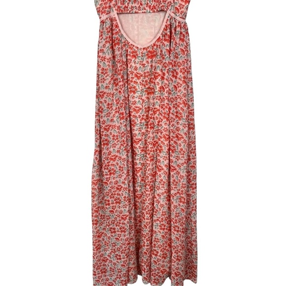 Pink Lily Peach Floral Babydoll Maxi Dress with Smocked Back Size Small - Picture 6 of 12